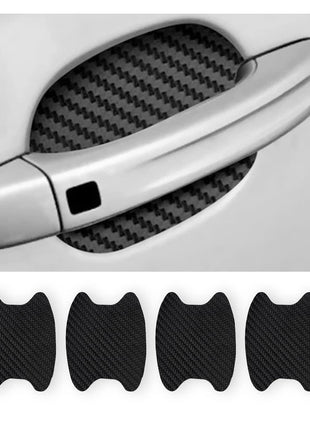 4PCS Sticker, Carbon Fiber Anti-Scratches Car Door Cup Protector, Non-Marking Auto Door Handle Protective Film, Universal for Most Car Handles (Black/4PCS)
