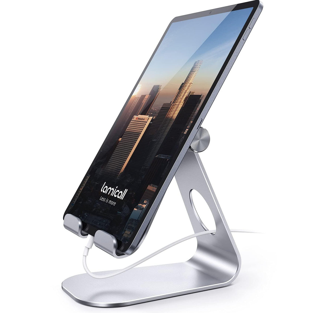 Lamicall Tablet Stand, Adjustable Tablet Holder - Desktop Stand Dock Holder Compatible with 4-13" Tablets Such as iPad Pro 11, 9.7, 10.5, 12.9 Air Mini, Kindle, Tab, iPhone Air 17 Pro Max, Silver