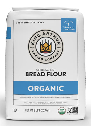 King Arthur 100% Organic Bread Flour, Unbleached, 5 lb (Pack of 1) - Non-GMO Project Verified, No Preservatives