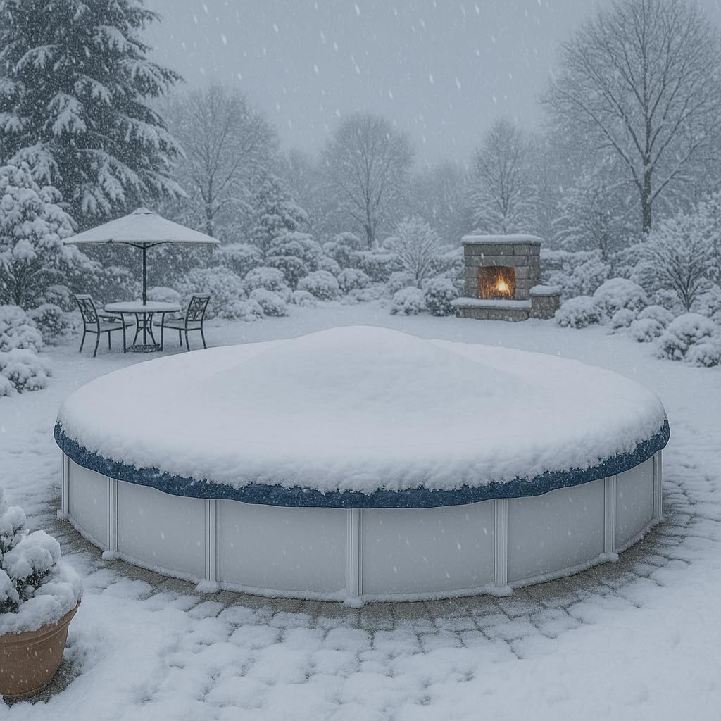 Winter Block 24’ ft. Round Pool Winter Cover for Above Ground Pools - 8-Year Warranty, Cold and UV Resistant, Weatherproof and Durable, Winch & Cable Included