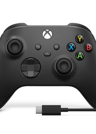 XBOX Wireless Gaming Controller + USB-C Cable | Carbon Black | Console, PC, & Cloud Devices | Textured Grip | Wireless, Bluetooth, USB-C Connectivity