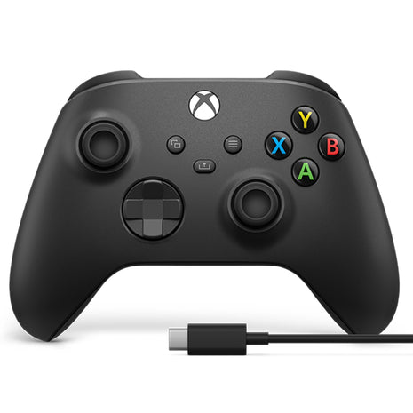 XBOX Wireless Gaming Controller + USB-C Cable | Carbon Black | Console, PC, & Cloud Devices | Textured Grip | Wireless, Bluetooth, USB-C Connectivity