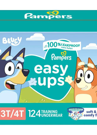Pampers Training Pants - Easy Ups Boys & Girls Bluey - Size 3T-4T, 124 Count, Children's Potty Underwear (Packaging May Vary)