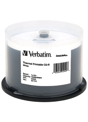 Verbatim CD-R 700MB 52X DataLifePlus White Thermal Printable - 50pk Spindle