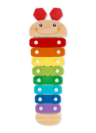 Melissa & Doug Caterpillar Xylophone Musical Toy with Wooden Mallets 15.25" x 6.5" x 1.5", Blue