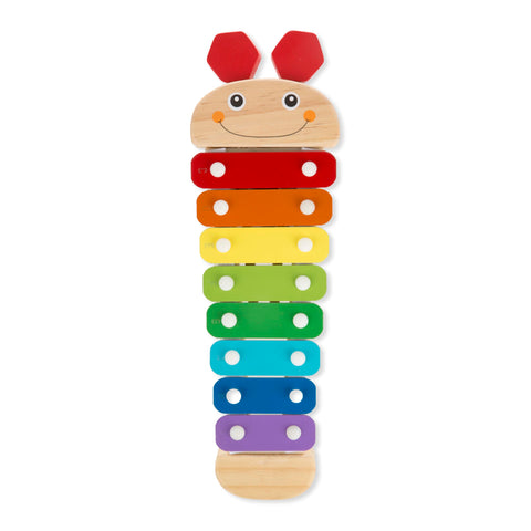 Melissa & Doug Caterpillar Xylophone Musical Toy with Wooden Mallets 15.25 inch x 6.5 inch x 1.5 inch, Blue