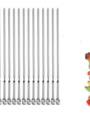 Metal Skewer for Grilling,Kabob Skewer,Flat BBQ Barbecue Skewer,Grilling Skewers Set,Reusable BBQ (14 inch skewer(16 pack))