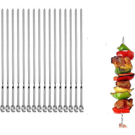 Metal Skewer for Grilling,Kabob Skewer,Flat BBQ Barbecue Skewer,Grilling Skewers Set,Reusable BBQ (14 inch skewer(16 pack))