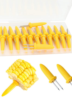 24 Pack Stainless Steel Corn Holders - Corn on the Grill & Cob Skewers for Home & BBQ Cooking