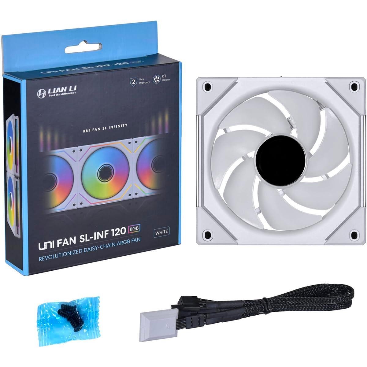 Lian-Li UNI FAN SL-Infinity ARGB PWM Case Fan - White, 120mm
