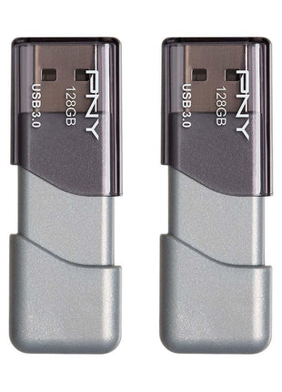 PNY 128GB Turbo Attaché 3 USB 3.0 Flash Drive, Silver (Pack of 2)