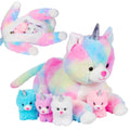 PixieCrush Unicorn Cat Plushie - Mommy Cat Unicorn with 4 Baby Kittens - Magical Pillow Plushies for Girls Ages 3-8 - Big Stuffed Animals - Ideal Gift for Girls 5 x 10 x 8 inches
