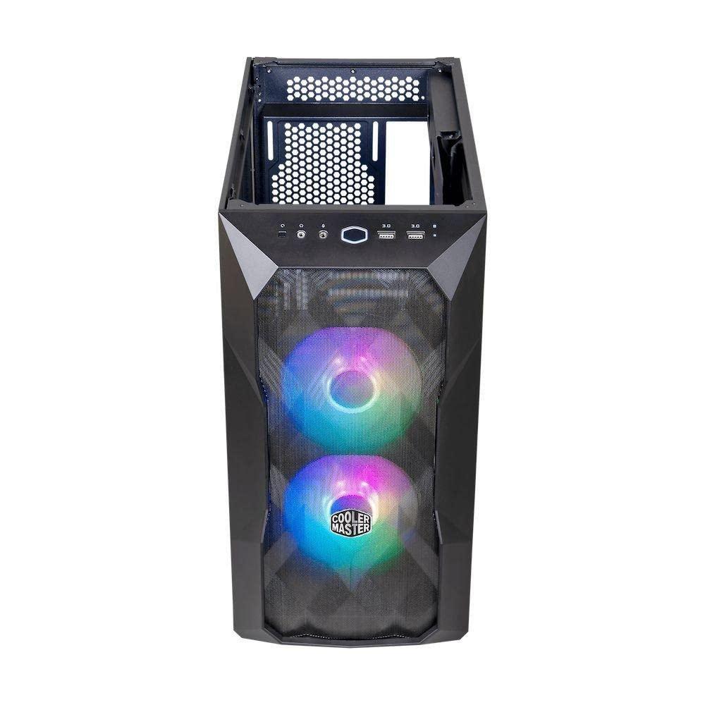 Cooler Master TD300 Mesh White Micro-ATX Tower with Polygonal Mesh Front ana Removable Top Panel, ARGB/PWM Hub Tempered Glass, Dual Sickleflow PWM ARGB Lighting Fans