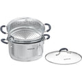 SUNHOUSE - 3.1 Quart Steamer Pots With Lid 2-Tier Multipurpose Stainless Steel Steaming Pot Cookware With Handle For Vegetable, Dumpling, Sauce, Food - Triple Bottom, Measurement Line