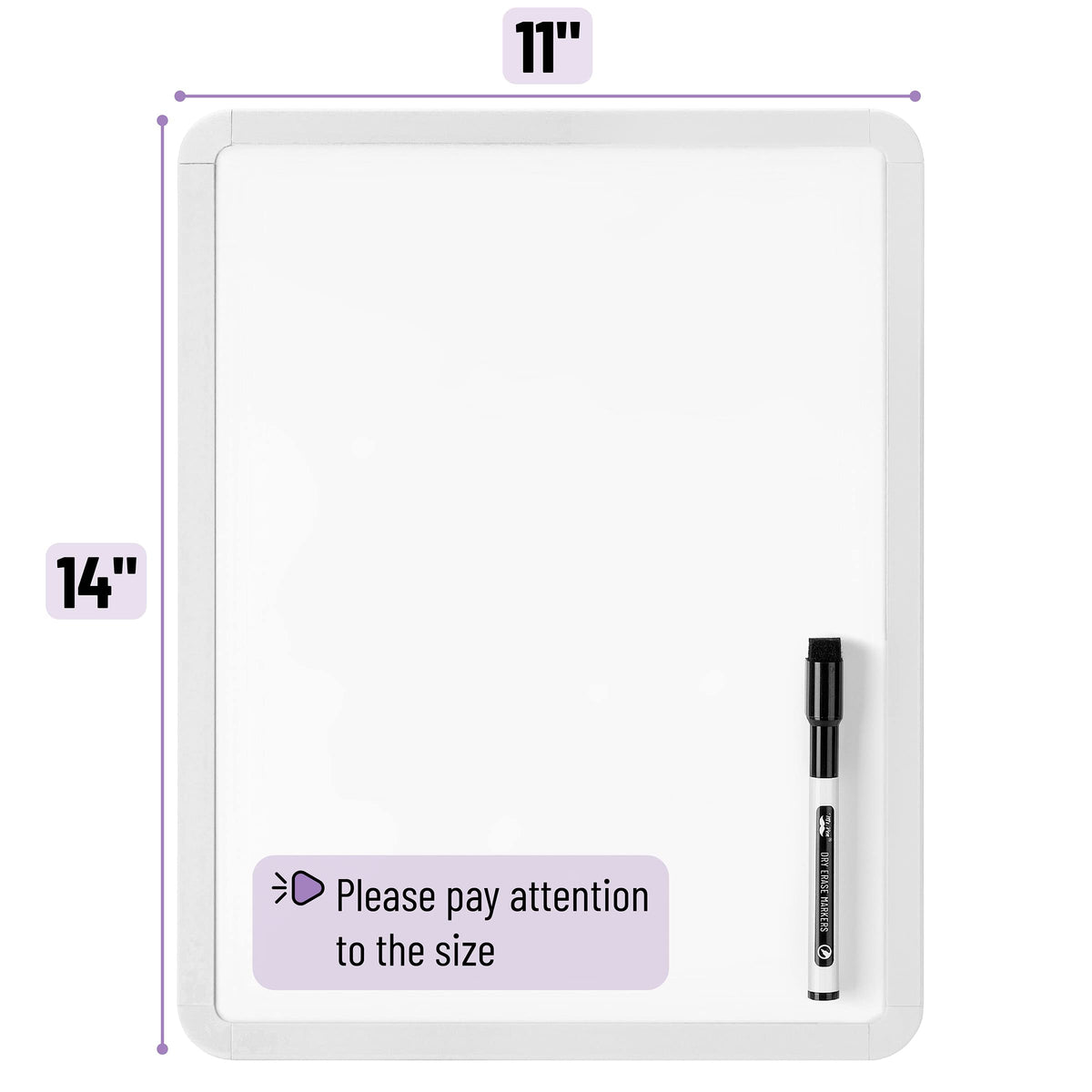 Mr. Pen- Dry Erase Board, 14” x 11” with a Black Dry Erase Marker, Small Mini White Board for Students