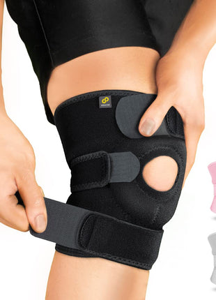 Bracoo Adjustable Compression Knee Patellar Pad Tendon Support Sleeve Brace for Men Women   Arthritis Pain, Injury Recovery, Running, Workout, KS10 (Black)