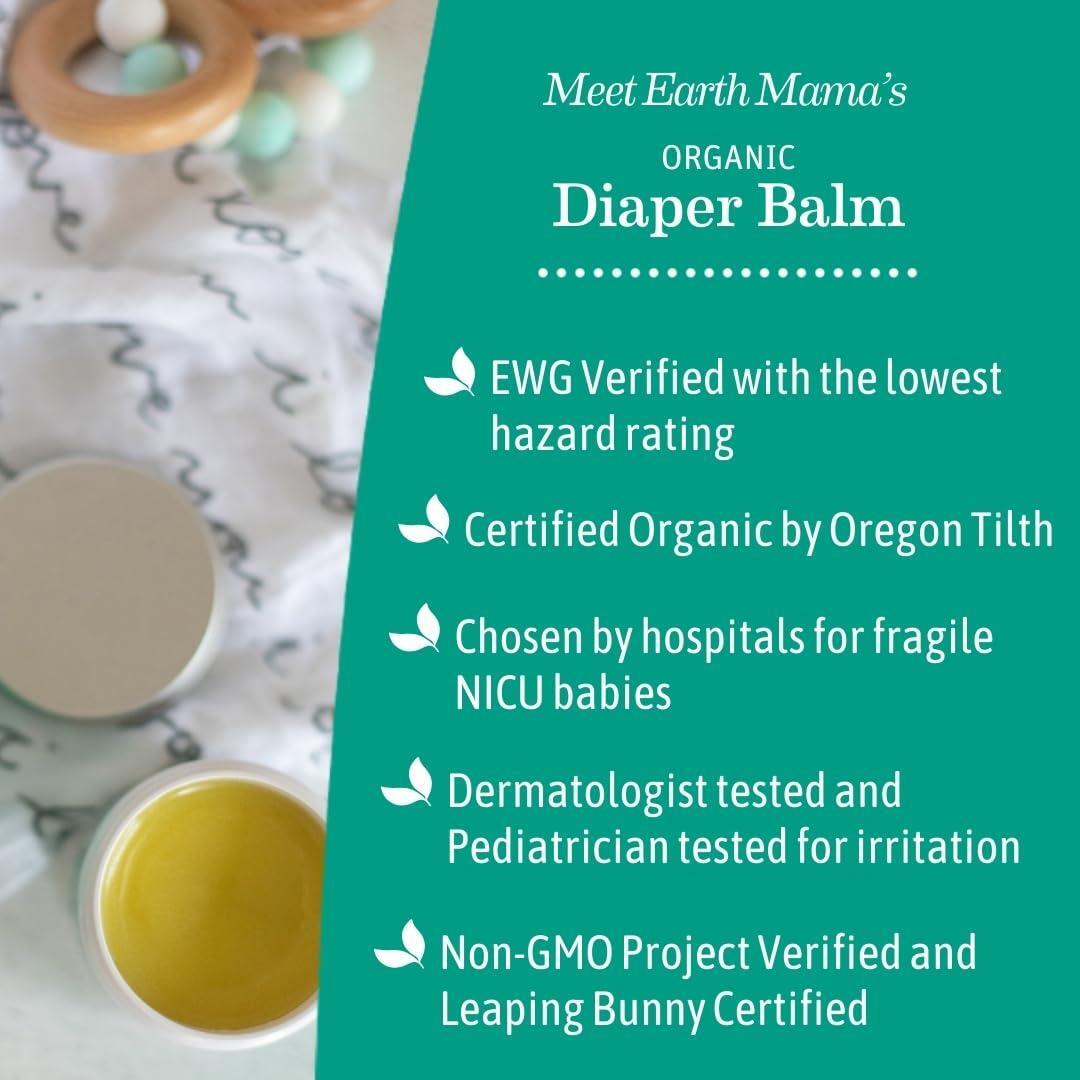 Earth Mama Organic Diaper Balm 2-Ounce | Diaper Cream for Baby | EWG Verified, Petroleum & Artificial Fragrance-Free with Calendula for Sensitive Skin (2-Pack)