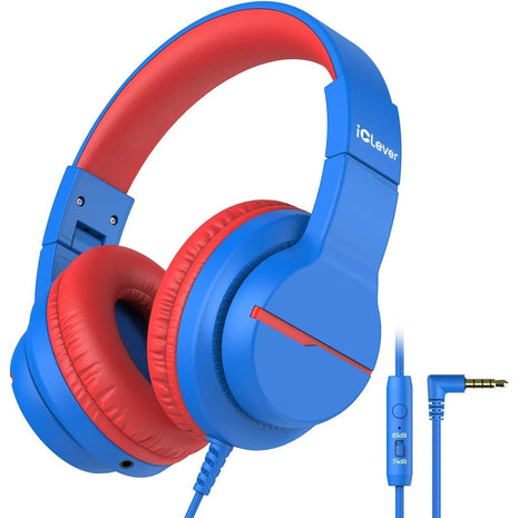 iClever HS19 Kids Headphones for School, Over-Ear for Toddler Boys Girls | SafeSound Tech, HD Mic Stereo Sound, Kids Headphones with Cord, FunShare Foldable 3.5mm Wired for iPad Computer Travel