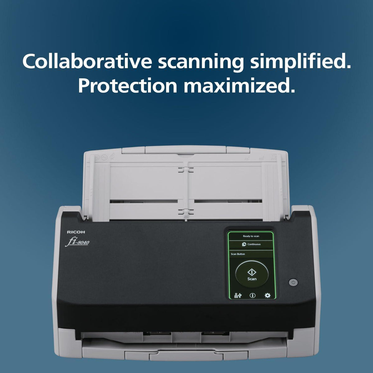 RICOH fi-8040 Premium Fast Front Office & Desktop Document, Receipt, ID Card Scanner with 50 Page Auto Feeder and PC-Less DirectScan Network Scanning Capability with 4-Year Advance Exchange Warranty