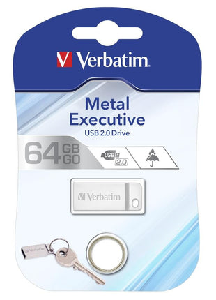 Verbatim 64GB Metal Executive USB Flash Drive - Silver