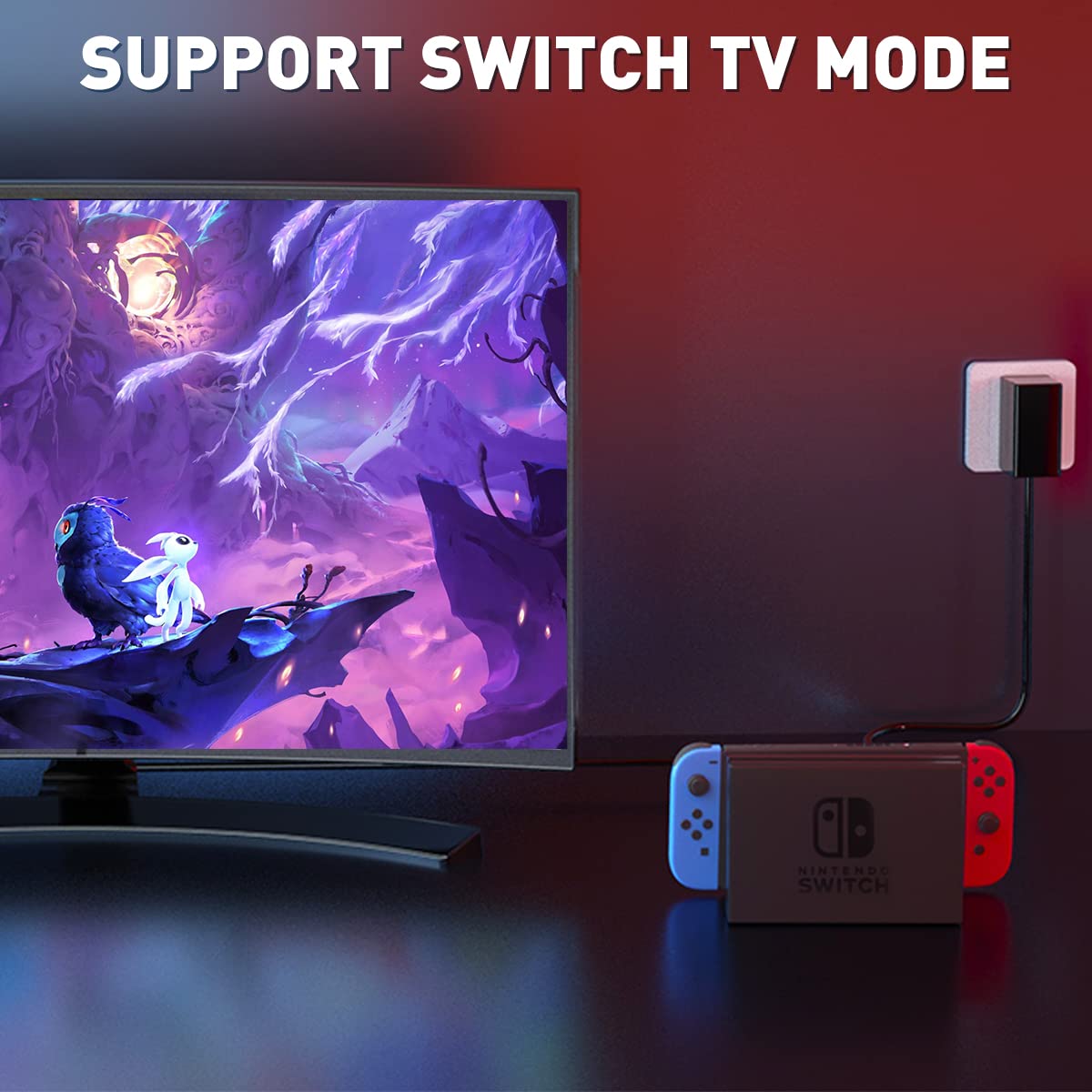 Charger for Nintendo Switch with 5FT Charging Cable, AC Power Supply Adapter for Nintendo Switch/LITE/OLED Work as Original Charger, Support Switch TV Dock Mode Output 15V2.6A USB C Chargers