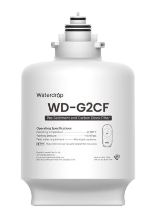 Waterdrop WD-G2CF Filter, Replacement for WD-G2-W, WD-G2-B, WD-G2P600-W Reverse Osmosis System,12-month Lifetime