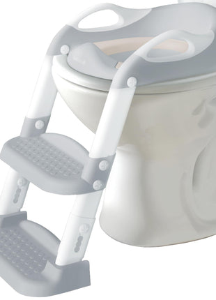 Jool Baby Potty Training Seat with 2 Step Ladder for Toddlers - Splash Guard, Adjustable Height (Gray)