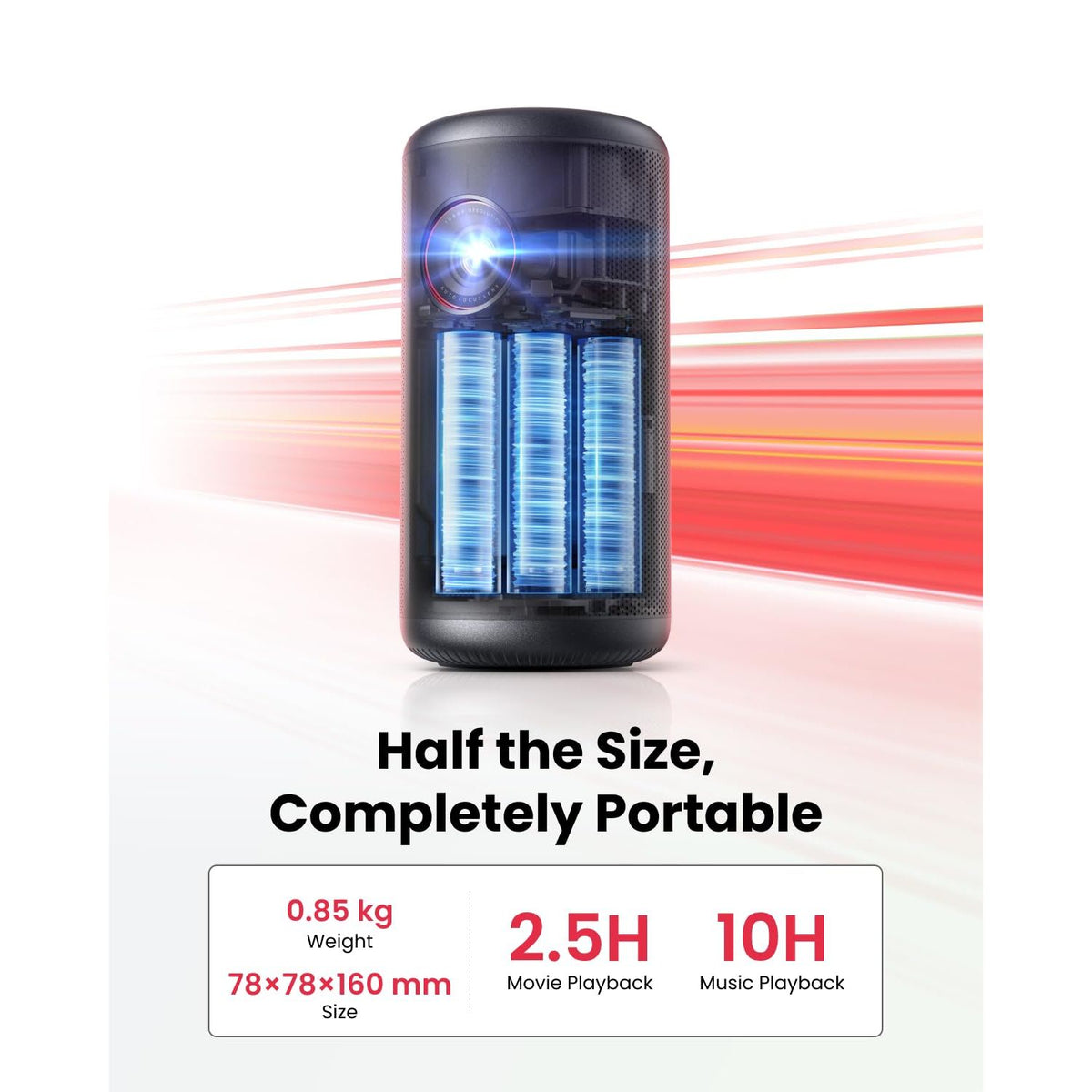 NEBULA Capsule 3 GTV Outdoor Projector, Netflix Officially Licensed, 1080P Smart Mini Projector with Wi-Fi, 2.5 hrs Battery, 120-Inch Display, Dolby Digital, Ultra Portable for Any Space