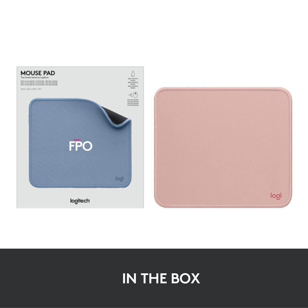 Logitech Mouse Pad - Studio Series, Computer Mouse Mat with Anti-Slip Rubber Base, Easy Gliding, Spill-Resistant Surface, Durable Materials, Portable, in a Fresh Modern Design, Darker Rose