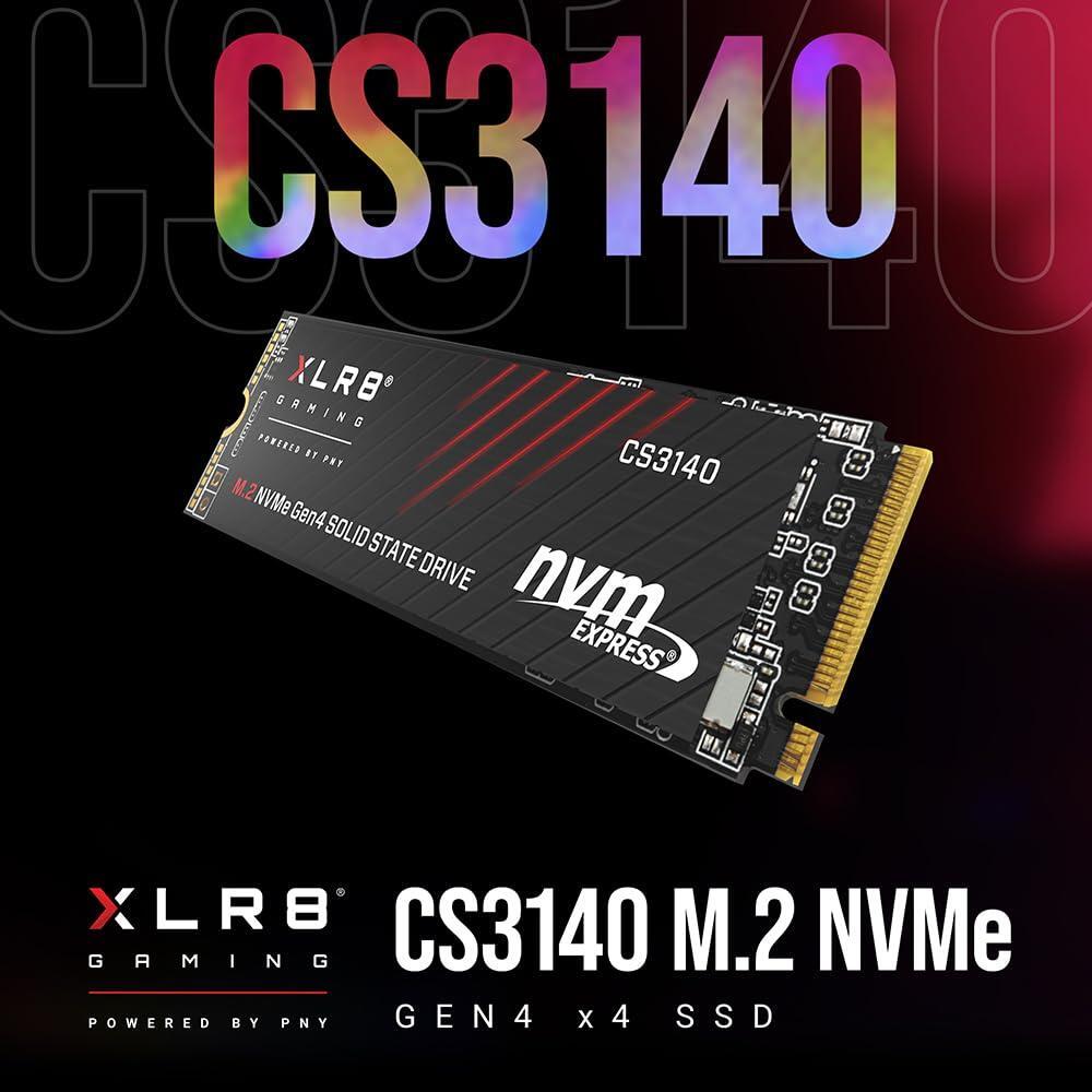 PNY XLR8 Gaming CS3140 1TB PCIe Gen4 SSD - Up to 7500/5650 MB/s, M.2 2280, 3D NAND - PS5/PC/Laptop Upgrade for Gamers, Creators, and Heavy-Duty Setups - Internal Solid-State Drive - M280CS3140-1TB-RB