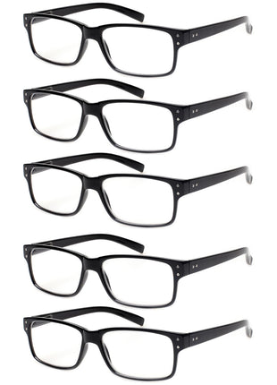 NORPERWIS Reading Glasses 5 Pairs Quality Readers Spring Hinge Glasses for Reading for Men and Women (5BLACK, 2.50)