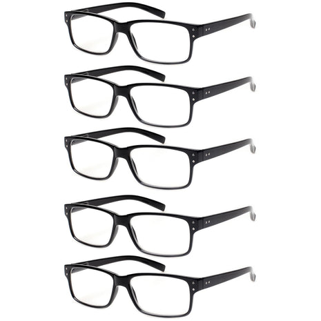NORPERWIS Reading Glasses 5 Pairs Quality Readers Spring Hinge Glasses for Reading for Men and Women (5BLACK, 2.50)