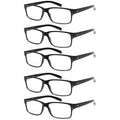NORPERWIS Reading Glasses 5 Pairs Quality Readers Spring Hinge Glasses for Reading for Men and Women (5BLACK, 2.50)
