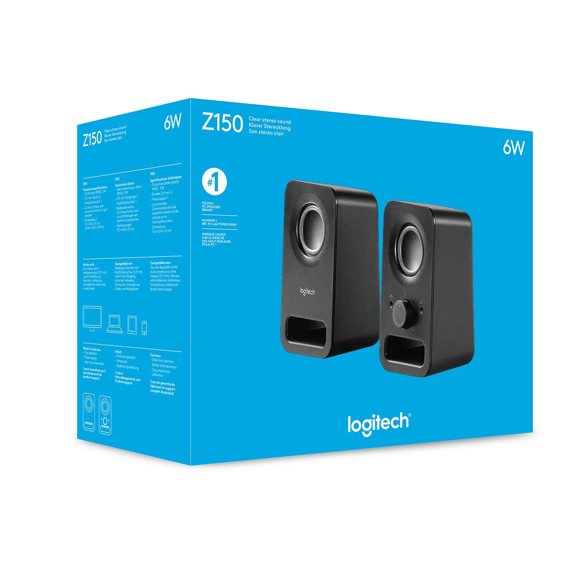 Logitech Multimedia Speakers Z150 with Stereo Sound for Multiple Devices, Black