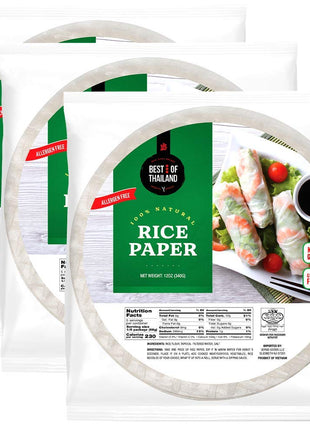 Best of Thailand [Round] Brown Rice Paper Wraps 3 Pack | Perfect for Fresh Spring Rolls & Dumplings | Non-GMO, Gluten-Free, Vegan & Paleo | Kosher for Passover Kitniyot
