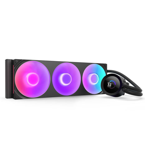 NZXT Kraken Plus 360 RGB – AIO CPU Liquid Cooler – 360mm Radiator – F360 RGB Core Single Frame Fan – Customizable 1.54 inch Square LCD – AMD® AM5, AM4 – Intel® LGA 1851/1700, 1200/115X – Black