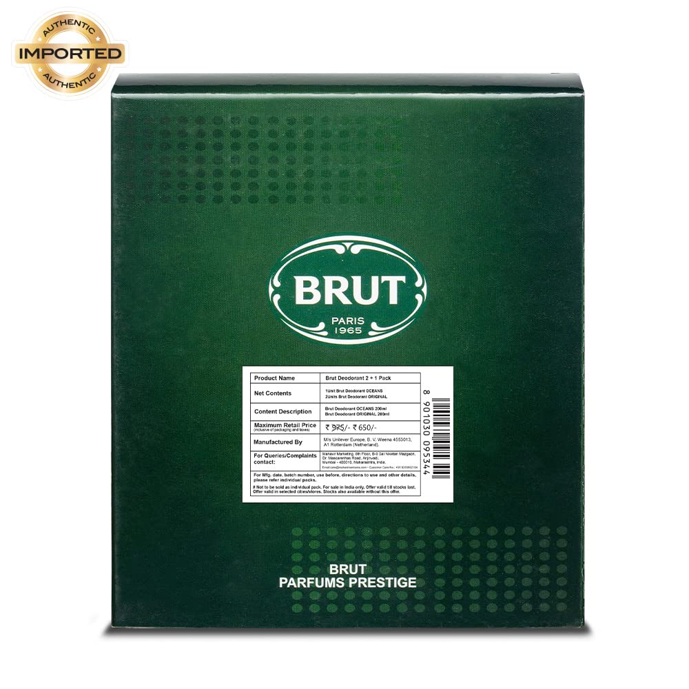 Brut Original and Ocean Deodorant Spray for Men, Long-Lasting Masculine Fragrance, Imported, 200 ml (Buy 2 Get 1)