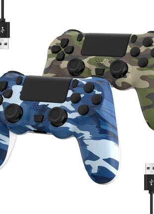 YsoKK 2 Pack Wireless Controller for Ps4/Slim/Pro with 1000mah Battery/Dual Vibration/Audio Jack/6-axis Motion Sensor(Camouflage Green and Camouflage Blue)