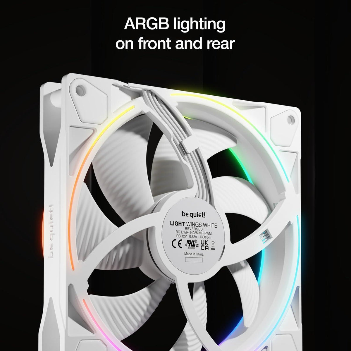 be quiet! Light Wings 140mm PWM Quiet PC Case Fan | Reverse Blade | White | BL135