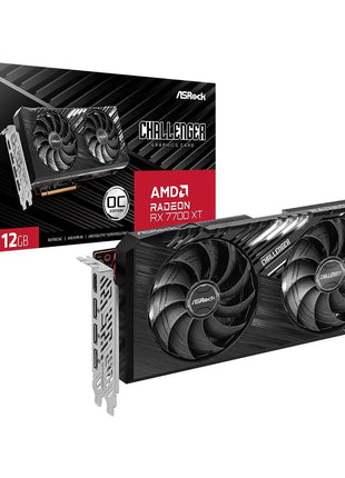 ASRock AMD Radeon RX 7700 XT Challenger 12GB GDDR6 192-bit 0dB Silent Cooling 7680 x 4320 DisplayPort HDMI LED Indicator 18Gbps Dual Fan Graphics Card
