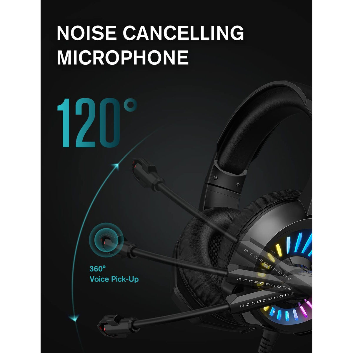 ZIUMIER Gaming Headset with Microphone, Compatible with PS4 PS5 Xbox One PC Laptop, Over-Ear Headphones with LED RGB Light, Noise Canceling Mic, 7.1 Stereo Surround Sound