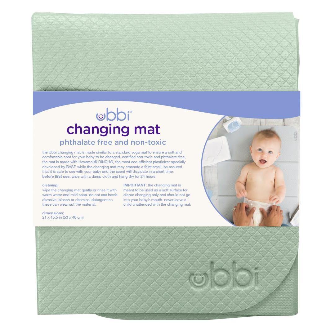 Ubbi On-The-Go Diaper Changing Baby Mat, Soft and Comfortable Diaper Bag Accessory Must Have for Newborns, Easy to Clean, Portable Folding Pad, Baby Traveling Accessories, Sage Green
