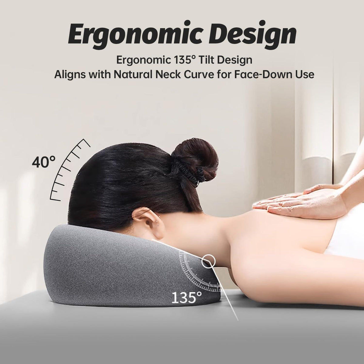 xiaomubiao Face Down Pillows Massage Pillow for Bed Headrest Prone Down Sleeping，Face Cradle，BBL Pillow After Surgery Post Eye Surgery Recovery & Vitrectomy Recovery Equipment Removable Cover Grey