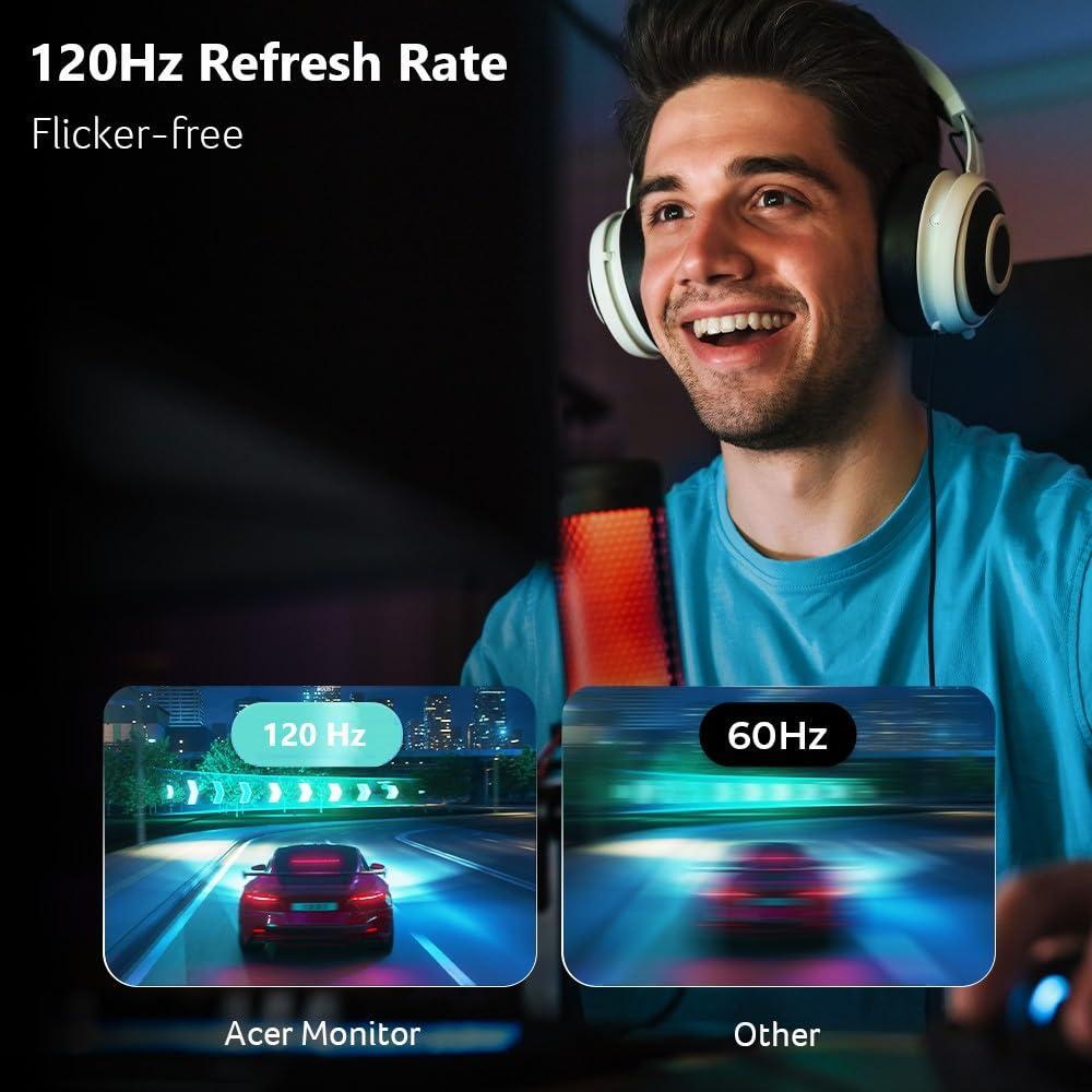 acer KB242Y G0bi 23.8 IPS Full HD (1920 x 1080) Zero-Frame Gaming Office Monitor | Adaptive-Sync Support (FreeSync Compatible) | Up to 120Hz Refresh | 1ms (VRB) | sRGB 99% | Tilt | HDMI & VGA Ports