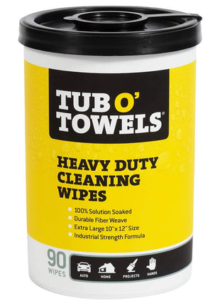 Tub O' Towels TW90 Heavy-Duty 10 inch x 12 inch Size Multi-Surface Cleaning Wipes, (10 inch x 12 inch wipes) Per Canister, Pack of 1, 90 Count Total