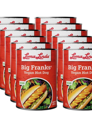 Vegan Hot Dogs Plant-Based Meat Alternative - Loma Linda Big Franks Variety Pack, 15oz Cans (12 Pack) - High Protein Meatless Franks for Grilling & Cooking - Vegetarian, Non-GMO, Soy Protein