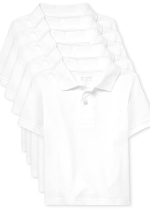 The Children's Place Baby Boys and Toddler Boys Short Sleeve Pique Polo, White, 5T