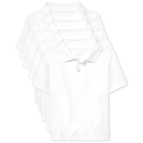 The Children's Place Baby Boys and Toddler Boys Short Sleeve Pique Polo, White, 5T