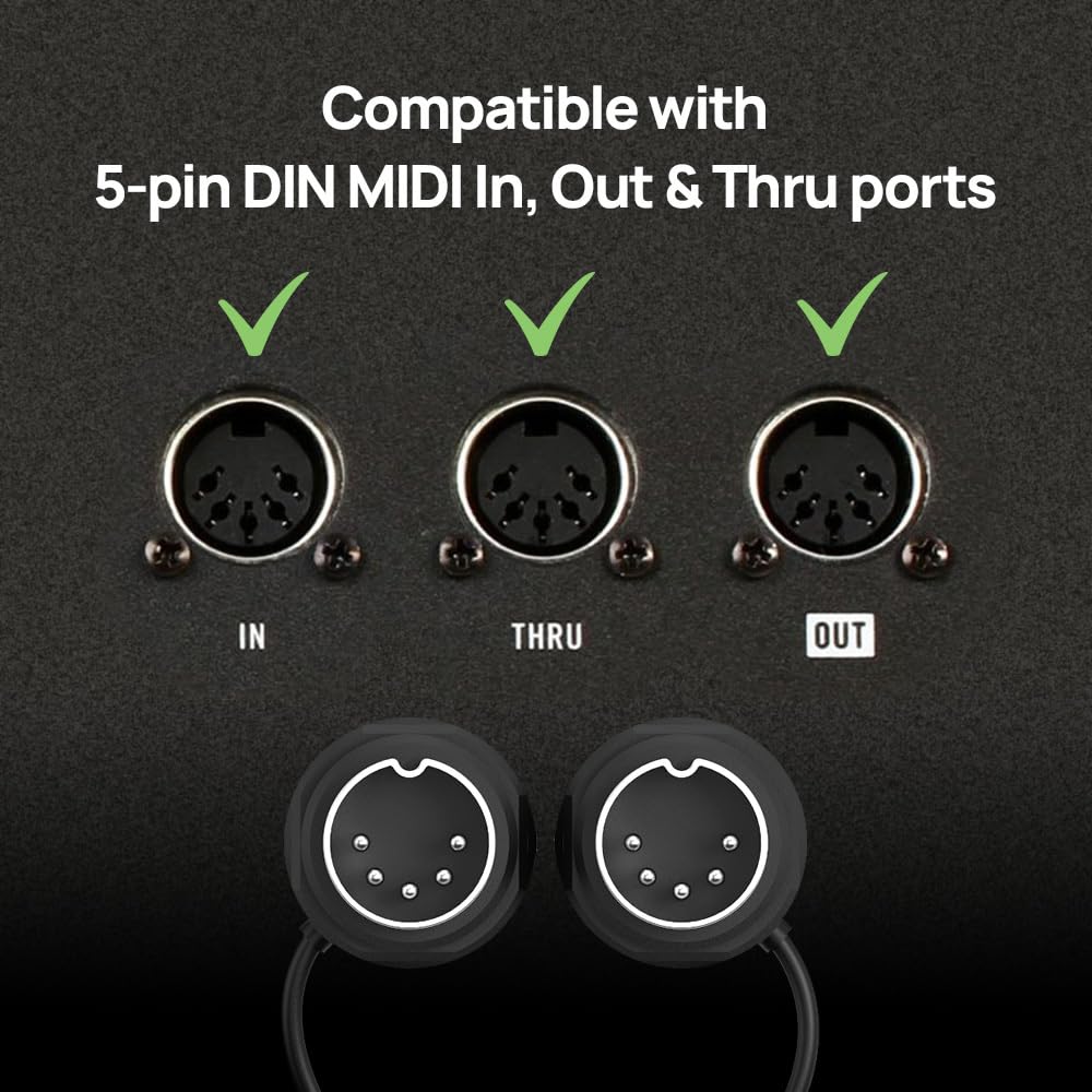 CME MIDI Cable 4-Pack - 1FT / 30cm, 5-pin DIN, Low-Profile - Mirrored 45-Degree Angled Ultra-Thin Plugs for Compact Spaces - Ideal for MIDI Interface, Pedalboard, Keyboard