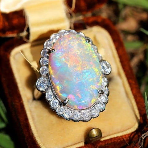 Fashion Birthstone CZ Stone Ring, Handmade Polishing Albumen Stone Infinity Halo Jewelry, Cubic Zirconia Halo Promise Wedding Engagement Statement Ring for Valentine's Day Jewelry-Making-Patterns 9